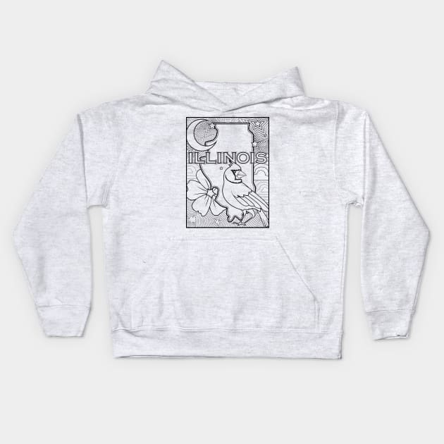 illinois coloring page Kids Hoodie by LeapDaze